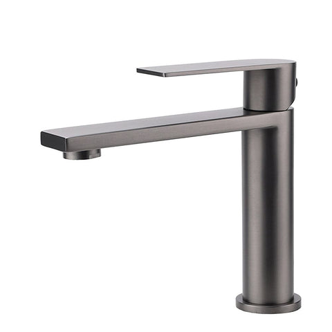 Darrahopens Furniture > Bathroom > Shower Heads & Screens Gun Metal Rounded Square Short Basin Mixer Vanity Sink Faucet Laundry Spout Tap
