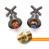 Darrahopens Furniture > Bathroom > Shower Heads & Screens Gun Metal Shower 1/4 Turn Twin Taps Pair Bath Spout Hot Cold Water Mixer Valve