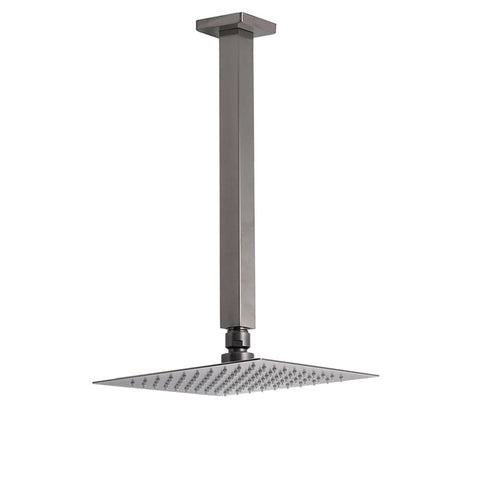 Gun Metal Square 8" Rainfall Shower Head 300mm Ceiling Dropper Arm Bath Set WELS | darrahopens.com.au Premium AU Stock