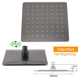 Gun Metal Square 8" Rainfall Shower Head 300mm Ceiling Dropper Arm Bath Set WELS | darrahopens.com.au Premium AU Stock