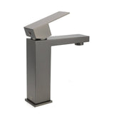 Darrahopens Furniture > Bathroom > Shower Heads & Screens Gun Metal Square Cubic Basin Mixer Faucet Hot Cold Tap Kitchen Laundry Vanity Set