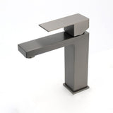 Darrahopens Furniture > Bathroom > Shower Heads & Screens Gun Metal Square Cubic Basin Mixer Faucet Hot Cold Tap Kitchen Laundry Vanity Set