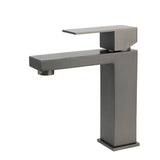 Darrahopens Furniture > Bathroom > Shower Heads & Screens Gun Metal Square Cubic Basin Mixer Faucet Hot Cold Tap Kitchen Laundry Vanity Set