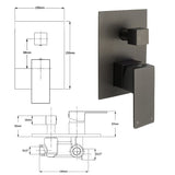 Darrahopens Furniture > Bathroom > Shower Heads & Screens Gun Metal Square Stainless Steel Bath Shower Mixer 2 Way Switch Diverter Watermark