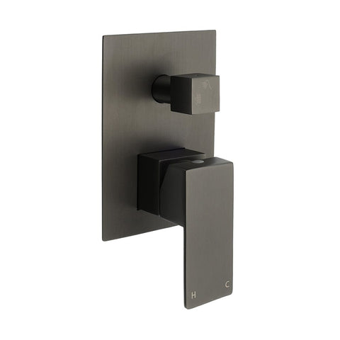 Gun Metal Square Stainless Steel Bath Shower Mixer 2 Way Switch Diverter Watermark | darrahopens.com.au Premium AU Stock