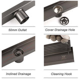 Darrahopens Furniture > Bathroom > Shower Heads & Screens Gun Metal Stainless Steel 600mm Strip Fence Shower Grate Floor Drain 50mm Waste