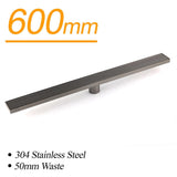 Darrahopens Furniture > Bathroom > Shower Heads & Screens Gun Metal Stainless Steel 600mm Strip Fence Shower Grate Floor Drain 50mm Waste