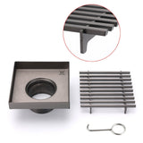 Darrahopens Furniture > Bathroom > Shower Heads & Screens Gun Metal SUS 100mm Square Strip Fence Floor Drain Small Shower Grate 50mm Waste