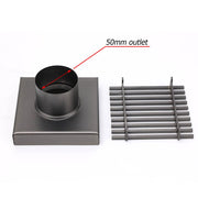 Darrahopens Furniture > Bathroom > Shower Heads & Screens Gun Metal SUS 100mm Square Strip Fence Floor Drain Small Shower Grate 50mm Waste