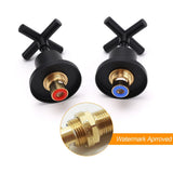 Darrahopens Furniture > Bathroom > Shower Heads & Screens Matt Black 1/4 Turn Twin Taps Hot Cold Water Control Mixer For Bath Spout Shower