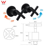 Darrahopens Furniture > Bathroom > Shower Heads & Screens Matt Black 1/4 Turn Twin Taps Hot Cold Water Control Mixer For Bath Spout Shower