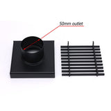 Darrahopens Furniture > Bathroom > Shower Heads & Screens Matt Black 100mm Square Strip Fence Shower Grate Bathroom Floor Drain 50mm Waste