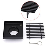 Darrahopens Furniture > Bathroom > Shower Heads & Screens Matt Black 100mm Square Strip Fence Shower Grate Bathroom Floor Drain 50mm Waste