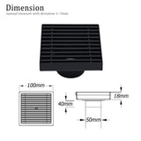 Darrahopens Furniture > Bathroom > Shower Heads & Screens Matt Black 100mm Square Strip Fence Shower Grate Bathroom Floor Drain 50mm Waste