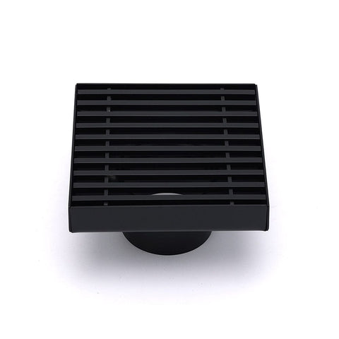 Darrahopens Furniture > Bathroom > Shower Heads & Screens Matt Black 100mm Square Strip Fence Shower Grate Bathroom Floor Drain 50mm Waste