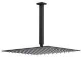 Darrahopens Furniture > Bathroom > Shower Heads & Screens Matt Black 16" Large Rainfall Shower Head 300mm Ceiling Dropper Arm Square Mixer Taps