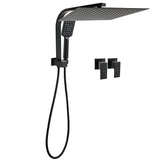Darrahopens Furniture > Bathroom > Shower Heads & Screens Matt Black 2in1 Set 16" Large Shower Head 3 Modes Handheld Gooseneck Arm Twin Taps Set