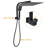 Darrahopens Furniture > Bathroom > Shower Heads & Screens Matt Black 2in1 Set 16" Large Shower Head 3 Modes Handheld Gooseneck Arm Twin Taps Set