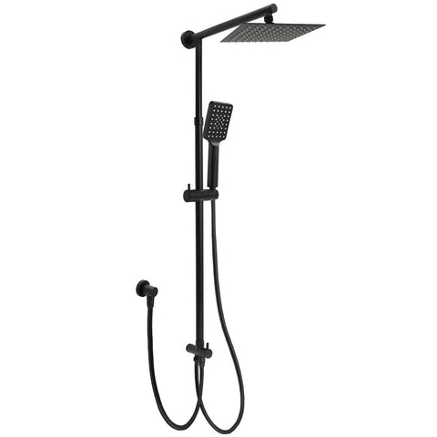 Darrahopens Furniture > Bathroom > Shower Heads & Screens Matt Black 2in1 Set 8" Square Thin Shower Head Handheld Adjustable Silding Rail Arm