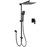 Darrahopens Furniture > Bathroom > Shower Heads & Screens Matt Black 2in1 Set Square 10" Shower Rain Head Handheld Adjustable Silding Rail + Mixer