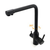 Darrahopens Furniture > Bathroom > Shower Heads & Screens Matt Black 3 Ways Kitchen Mixer Tap Pury Water Sink Faucet 360 Swivel Spout Outlet