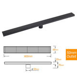 Darrahopens Furniture > Bathroom > Shower Heads & Screens Matt Black 600mm Strip Fence Sword Shower Grate Floor Drain 50mm Waste Outlet