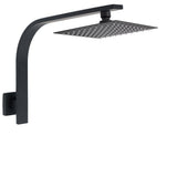 Darrahopens Furniture > Bathroom > Shower Heads & Screens Matt Black 8" Square Thin Rain Shower Head Brass Gooseneck Wall Arm Watermark