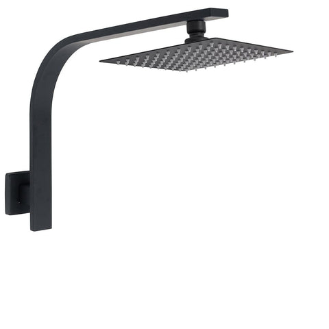 Darrahopens Furniture > Bathroom > Shower Heads & Screens Matt Black 8" Square Thin Rain Shower Head Brass Gooseneck Wall Arm Watermark