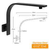 Darrahopens Furniture > Bathroom > Shower Heads & Screens Matt Black 8" Square Thin Rain Shower Head Brass Gooseneck Wall Arm Watermark
