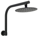 Darrahopens Furniture > Bathroom > Shower Heads & Screens Matt Black 8" Stainless Steel Round Rain Shower Head & Gooseneck Swivel Wall Arm Set