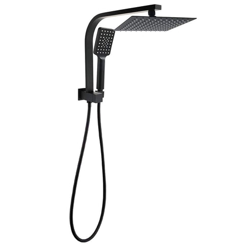 Darrahopens Furniture > Bathroom > Shower Heads & Screens Matt Black 8" SUS Shower Head 3 Modes Handheld Gooseneck Arm Square 2in1 Set