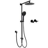 Darrahopens Furniture > Bathroom > Shower Heads & Screens Matt Black 9" Round Rain Shower Head Handheld Adjustable Rail Arm Elbow Twin Set Hot Cold Taps