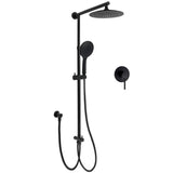 Darrahopens Furniture > Bathroom > Shower Heads & Screens Matt Black 9" Round Rain Shower Head Handheld Adjustable Rail Arm Elbow Twin Set + Single Mixer