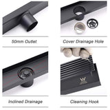 Darrahopens Furniture > Bathroom > Shower Heads & Screens Matt Black 900mm Long Strip Fence Shower Grate Floor Drain 50mm Waste Watermark