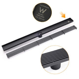 Darrahopens Furniture > Bathroom > Shower Heads & Screens Matt Black 900mm Long Strip Fence Shower Grate Floor Drain 50mm Waste Watermark