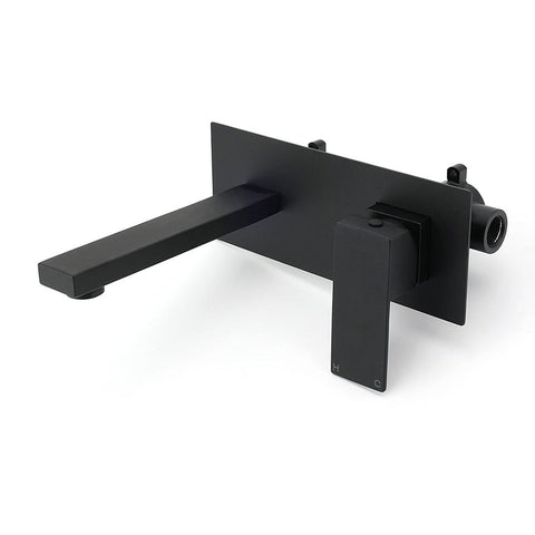 Darrahopens Furniture > Bathroom > Shower Heads & Screens Matt Black Basin Mixer Bathroom Tub Faucet Wall Mount Tap Hot Cold Water Spout