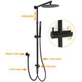 Darrahopens Furniture > Bathroom > Shower Heads & Screens Matt Black Dual Round Shower Set 10" Rain Head Metal Handheld Sliding Rail Arm Diverter
