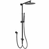 Darrahopens Furniture > Bathroom > Shower Heads & Screens Matt Black Dual Round Shower Set 10" Rain Head Metal Handheld Sliding Rail Arm Diverter