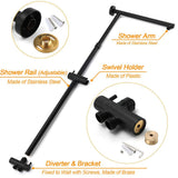 Darrahopens Furniture > Bathroom > Shower Heads & Screens Matt Black Dual Round Shower Set 10" Rain Head Metal Handheld Sliding Rail Arm Diverter