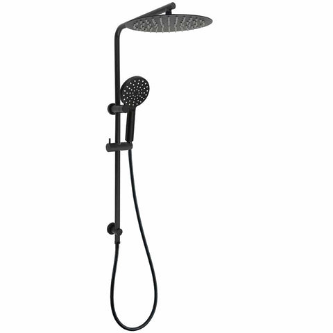 Matt Black Dual Shower 12" Large Shower Rain Head + Handheld Silde Wall Rail Set | darrahopens.com.au Premium AU Stock