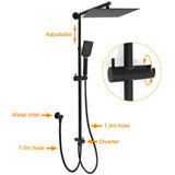 Darrahopens Furniture > Bathroom > Shower Heads & Screens Matt Black Dual Shower Large 12" Square Head Handheld Adjustable Silde Rail Set Mixer