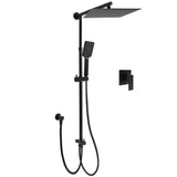 Darrahopens Furniture > Bathroom > Shower Heads & Screens Matt Black Dual Shower Large 12" Square Head Handheld Adjustable Silde Rail Set Mixer