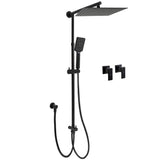 Darrahopens Furniture > Bathroom > Shower Heads & Screens Matt Black Dual Shower Large 12" Square Head Handheld Adjustable Silde Rail Set Twin Taps