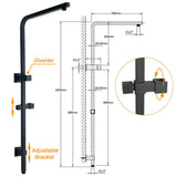 Darrahopens Furniture > Bathroom > Shower Heads & Screens Matt Black Dual Shower Square 10" Rain Head 3 Modes Handheld Brass Silde Rail Twin Taps