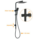 Darrahopens Furniture > Bathroom > Shower Heads & Screens Matt Black Dual Shower Square 10" Rain Head 3 Modes Handheld Silde Rail Arm Set