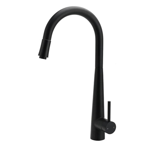 Darrahopens Furniture > Bathroom > Shower Heads & Screens Matt Black Pull Out Long Hose Kitchen Sink Tap Round Basin Mixer Faucet Spout