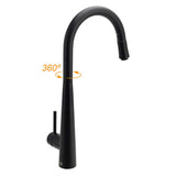 Darrahopens Furniture > Bathroom > Shower Heads & Screens Matt Black Pull Out Long Hose Kitchen Sink Tap Round Basin Mixer Faucet Spout