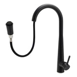 Darrahopens Furniture > Bathroom > Shower Heads & Screens Matt Black Pull Out Long Hose Kitchen Sink Tap Round Basin Mixer Faucet Spout