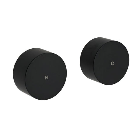 Darrahopens Furniture > Bathroom > Shower Heads & Screens Matt Black Round 1/4 Turn Twin Shower Taps Hot Cold Wall Set Bath Vanity Mixer