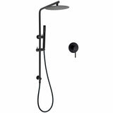 Matt Black Round 10" Rain Shower Head Brass Handheld Slide Rail Riser Arm Mixer Set | darrahopens.com.au Premium AU Stock